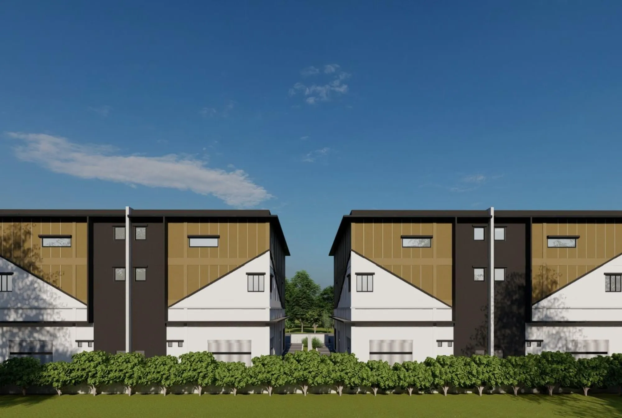 Artist impression of two facing rows of Suria 22 factory units