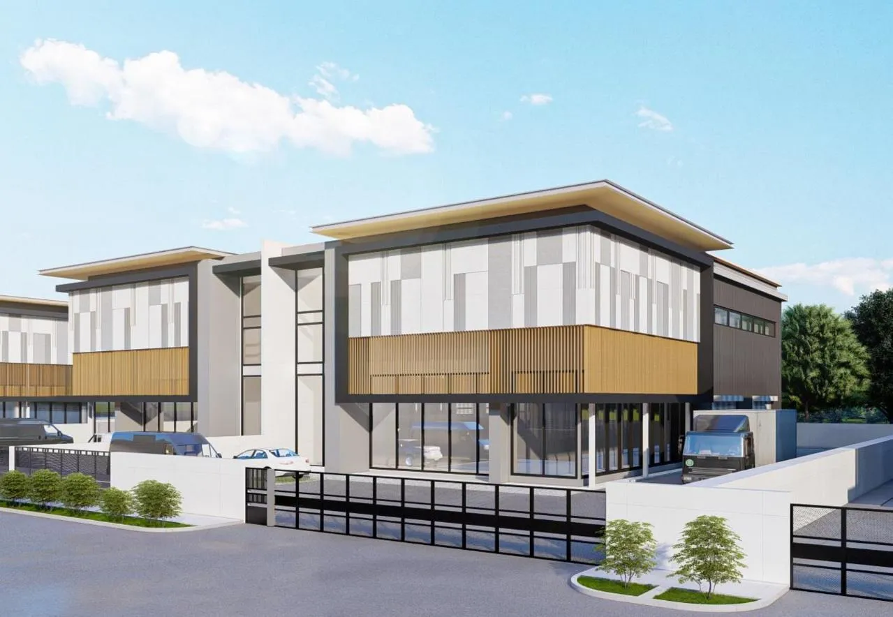 Completed factory unit facade at Suria 22